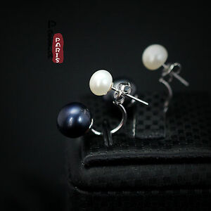 【送料無料】アクセサリー　ネックレス　イヤリングパールブラックカルチャーorecchini due perla di coltura nero bianco argento massive 925 originale