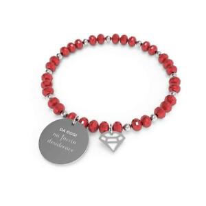 【貨物輸送無料】添え物 頸飾り カフクリスタルレッドスチールbracciale 10 buoni propositi crystal b5241r acciaio rosso