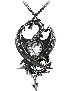 【貨物輸送無料】添え物 頸飾り ゴシックペンダントドラゴンハートシルバーalchemy gothic ciondolo drago cuore argento