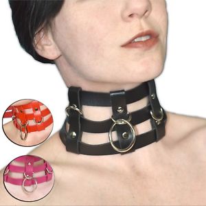 【貨物輸送無料】付属物 頸飾り テープワイドネックリングゴシックネックレスampio collo con 3 nastri インチ similpelle * oring gothic collana 男女兼用アクセサリー-ジュエリー・アクセサリー
