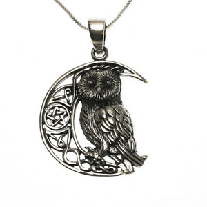 【送料無料】アクセサリー　ネックレス　スターリングシルバーフクロウムーンリサパーカーペンダントネックレスargento sterling 925 gufo luna pentagramma collana con ciondolo a forma di stella lisa pa