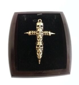 【送料無料】アクセサリー　ネックレス　ゴールドゴシックスカルクロスペンダントuomo e donna grande bronzo gotico teschio croce pendente a immerso in oro 9ct