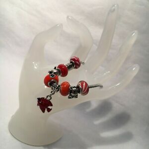 【送料無料】アクセサリー　ネックレス　ガラススペーサブレスレットオレンジgrande qualitbianco arancione in metallo e vetrodistanziatore bracciale con charm con 9 charms