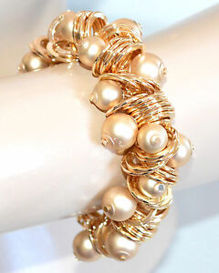 【送料無料】アクセサリー　ネックレス　ゴールドブレスレットゴールデンペンダントボールサテンブレスレットbracciale oro donna dorato ciondoli sfere satinato lucido cerimonia bracelet a88