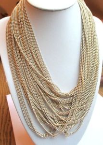 【送料無料】アクセサリー　ネックレス　コリアカスケードビンテージnuova inserzionerare collier ancien couleur or 30 rangs cascade de chaines bijou vintage 3472
