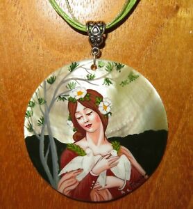 【送料無料】アクセサリー　ネックレス　エリザベスペンダントハトロシアシェルelisabeth sonrel ciondolo tender colombe firmato originale russo guscio dipinto a mano