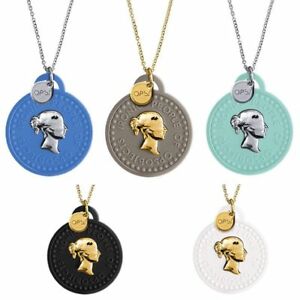 【送料無料】アクセサリー ネックレス スチールゴールドシリコンペンダントコインネックレスcollana in acciaio pvd oro donna ops love pendente silicone moneta tinta ops