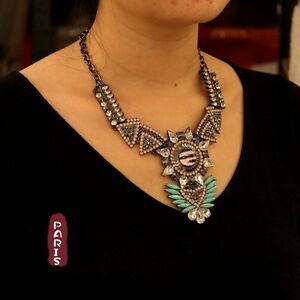 【送料無料】アクセサリー　ネックレス　ネックレスアールデコブラックパールドロップピンクレトロオリジナルcollana art deco goccia nero perla rosa triangolo retr originale regalo qt 9