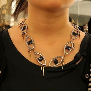 【送料無料】アクセサリー　ネックレス　ネックレスメタルパンクオリジナルモダンcollana occhi blu metallico cristallo punk unico moderno originale sera ll 1