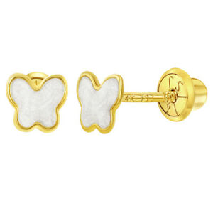 【送料無料】アクセサリー　ネックレス　イエローゴールドスモールエナメルバタフライイヤリングスナップ14k oro giallo smalto piccoli farfalla orecchini a bottoncino per o ragazze
