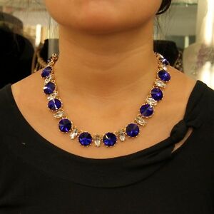 【送料無料】アクセサリー　ネックレス　クリスタルチェーンドロップラウンドブリリアントネックレスcollana a catena cristallo goccia tondo brillante blu originale sera matrimonio