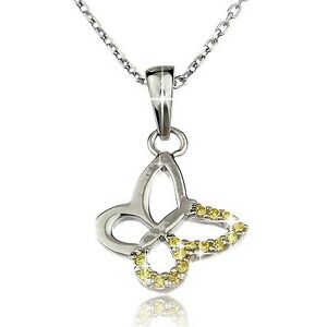 【送料無料】アクセサリー　ネックレス　ネックレスペンダントラインストーンバタフライwcc collana ciondolo farfalla strass colore giallostrass 40cm collier ssi007