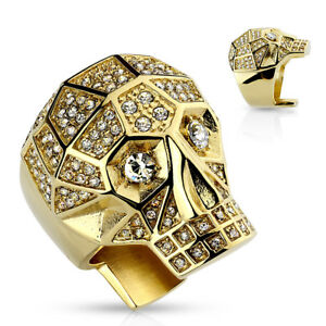 【送料無料】アクセサリー　ネックレス　ゴールドスカルデッドシールリングリングanello con sigillo statement anello in oro teschio morti cranio con cristallino