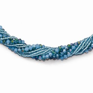【送料無料】アクセサリー　ネックレス　オーストリアチェコクリスタルガラスビーズワイヤーネックレスblu amp; trasparente austriaci amp; ceco cristallo w perline vetro vari fili collana 15,826円