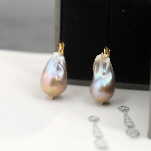 【送料無料】アクセサリー　ネックレス　グロバロックローズboucles doreilles dormeuse dor gros perle culture baroque rose fonc 19 tz6