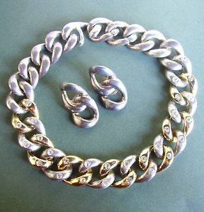 【送料無料】アクセサリー　ネックレス　コリアーラスデュコートクリップアルジェントラインストーン2188 collier ras du cou clips plastique couleur or et argent strass