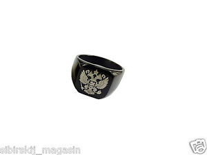 【貨物輸送無料】付属物 頸飾り ロシアイーグルクレストリングサイズla russia anello con stemma aquila, dimensioni 12, colore nero ネックレス・ペンダント-男女兼用アクセサリー
