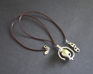 【貨物輸送無料】付属物 頸飾り ストラップサークルネックレスcollana di  cordino cuerocollar perla verdebaado platacolgante cerchio ネックレス・ペンダント-ジュエリー・アクセサリー