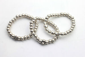 【貨物輸送無料】付属物 頸飾り ビーズブレスレットコートcrystalogy 3 perle bracciali cane classico allelastico 925er argento rivestito ネックレス・ペンダント-ジュエリー・アクセサリー