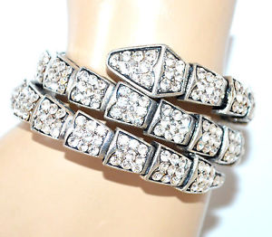 【貨物輸送無料】付属物 頸飾り カフラインストーンシルバークリスタルブレスレットbracciale strass argento donna rigido serpente cristalli brillanti bracelet a10 男女兼用アクセサリー-ジュエリー・アクセサリー