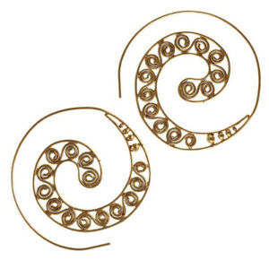 【貨物輸送無料】付属物 頸飾り イヤリングフォームプロペラアンティークspirali orecchini sforme eliche インチ ottone brass antico golden tribal siciliani ジュエリー・アクセサリー-男女兼用アクセサリー