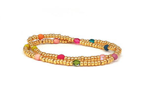 【貨物輸送無料】付属物 頸飾り ブレスレットガラスビーズハンドメイドブレスレットbracciale perline di vetro handmade perle bracciale oro con colorato filigranglas avvolgente ジュエリー・アクセサリー-ネックレス・ペンダント-男女兼用アクセサリー