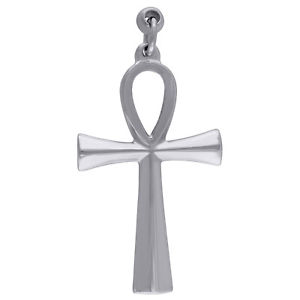 【貨物輸送無料】付属物 頸飾り ステンレススチールクロスペンダントエッジペンダントacciaio inox bordo smussato ankh pendente a croce lucidato ciondolo piccolo ジュエリー・アクセサリー-男女兼用アクセサリー-ネックレス・ペンダント
