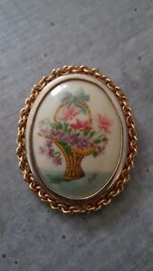 【貨物輸送無料】付属物 頸飾り bijoux   broche peinture bouquet floral monture  laiton  ref 188 ネックレス・ペンダント-男女兼用アクセサリー