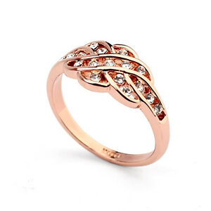 【貨物輸送無料】付属物 頸飾り リングピンクゴールドクリスタルstiloso donne lusso anello oro rosa 18k pl con cristallo idea regalo ジュエリー・アクセサリー-ネックレス・ペンダント