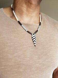 【貨物輸送無料】付属物 頸飾り ネックレスヤクゼブラパターントライバルサイズ地方検事 uomo hand made freccia collana, yak bone, motivo a zebra, tribali, 7 taglie 男女兼用アクセサリー-ジュエリー・アクセサリー