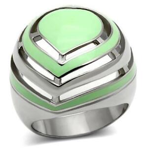 【貨物輸送無料】付属物 頸飾り エナメルハンドステンレスリング1140 colore verde smalto dipinto a mano 316 l acciaio inox ad alta lucidato anello ジュエリー・アクセサリー-ネックレス・ペンダント