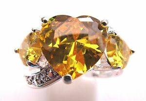 【貨物輸送無料】付属物 頸飾り シルバーシトリンサイズ925 argento anello di sovrapposizione con a forma di cuore naturale citrino taglia s us 9 rg0284 男女兼用アクセサリー-ネックレス・ペンダント