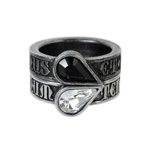【貨物輸送無料】付属物 頸飾り ゴシックリングダブルハートクリスタルスプリットリングgenuine alchemy gothic ring  doppio cuore promessa  donna crystal split ring 男女兼用アクセサリー-ネックレス・ペンダント-ジュエリー・アクセサリー