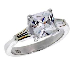 【貨物輸送無料】付属物 頸飾り スターリングシルバープリンセスバゲットargento sterling fidanzamento anello w 7粍 20コンピュータ断層撮影法 principessa amp; baguette ジュエリー・アクセサリー-男女兼用アクセサリー