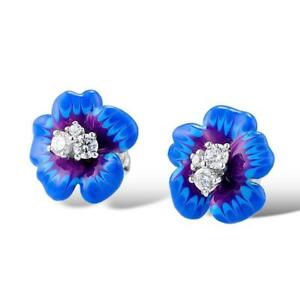 【貨物輸送無料】付属物 頸飾り スターリングシルバーイヤリングロボluccicante fiore blu bianco argento sterling 925 orecchini a lobo s01 男女兼用アクセサリー-ジュエリー・アクセサリー