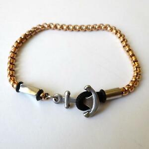 【貨物輸送無料】付属物 頸飾り ブレスレットスチールチェーンbracciale uomo donna catena インチ acciaio rosato e lucido con ancora 21,5 糎 70 aa ジュエリー・アクセサリー-男女兼用アクセサリー-ネックレス・ペンダント