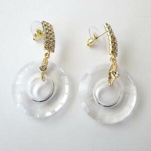 【貨物輸送無料】付属物 頸飾り イヤリングハードゴールドカラークリスタルホワイトorecchini donna disco colore oro con cristallo e zirconi bianchi   20 p ネックレス・ペンダント-ジュエリー・アクセサリー-男女兼用アクセサリー
