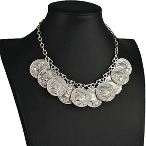 【貨物輸送無料】付属物 頸飾り シルバーローマコインペンダントペンダントネックレスチョーカーcolor argento grande romano moneta ciondolo pendente forzatina collana girocollo ジュエリー・アクセサリー-ネックレス・ペンダント-男女兼用アクセサリー