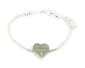 【送料無料】アクセサリー　ネックレス　カスタムハートブレスレットsanabelle prima comunione personalizzato inciso cuore bracciale con charm