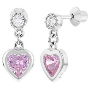 【貨物輸送無料】付属物 頸飾り スターリングリアボルトピンクハートイヤリングnuova inserzioneargento sterling 925 vite posteriore trasparente rosa cz cuore orecchini per 男女兼用アクセサリー-ジュエリー・アクセサリー
