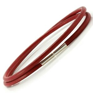 【貨物輸送無料】付属物 頸飾り ブレスレットダブルラップスターリングツイストbracciale インチ cuoio rosso  3粍 con doppio avvolgi il braccialeargento sterling chiusura twist 男女兼用アクセサリー-ジュエリー・アクセサリー-ネックレス・ペンダント