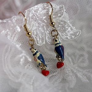 【貨物輸送無料】付属物 頸飾り イヤリングオウムハートミミorecchini piccolo uccello pappagallo blu cuore rosso originale mimi l2 ジュエリー・アクセサリー-ネックレス・ペンダント