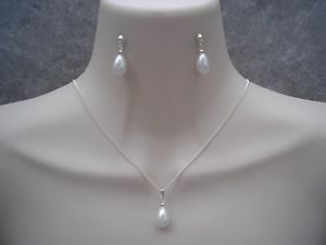 【貨物輸送無料】付属物 頸飾り パールドロップネックレスメイドイヤリングセットv12b perla a goccia collana e orecchini set per le donne spose damigella donore matrimonio ジュエリー・アクセサリー-男女兼用アクセサリー