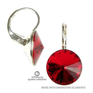 【貨物輸送無料】付属物 頸飾り スワロフスキーエレメントカラーサイアムイヤリング12 粍 orecchini con swarovski elements colore siam, rosso ジュエリー・アクセサリー-ネックレス・ペンダント-男女兼用アクセサリー