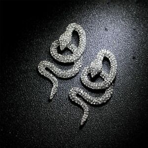 【貨物輸送無料】付属物 頸飾り イヤリングシルバーピンヘビクリスタルバロックレトロorecchini a perno argentato serpente pav cristallo matrimonio barocco retr 男女兼用アクセサリー-ネックレス・ペンダント