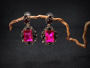 【貨物輸送無料】付属物 頸飾り メッキピンレトロイヤリングorecchini a perno dorato filigrana piazza rosa acceso retr matrimonio bb 10 ジュエリー・アクセサリー-男女兼用アクセサリー
