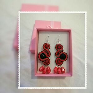 【貨物輸送無料】付属物 頸飾り イヤリングprezzo speciale orecchini soutache, giada e cristalli, argento 925 ジュエリー・アクセサリー-ネックレス・ペンダント
