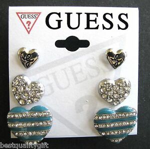 【貨物輸送無料】付属物 頸飾り シルバーイヤリングターコイズset di 3 guess argento toneheart orecchinicristalliturchese 男女兼用アクセサリー-ネックレス・ペンダント-ジュエリー・アクセサリー
