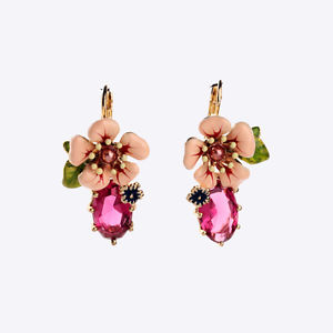 【貨物輸送無料】付属物 頸飾り サクラ色うしろ側位置付けboucles doreilles dormeuse fleur email rose feuille vert retro dor class l1 ネックレス・ペンダント-ジュエリー・アクセサリー-男女兼用アクセサリー