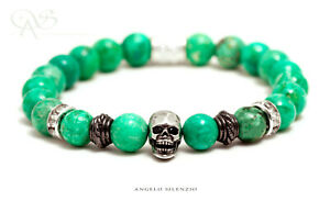 【貨物輸送無料】付属物 頸飾り カフターコイズシルバースカルブレスレットbracciale perle agata turchese argento 925 skull teschio donna uomo bracciale ネックレス・ペンダント-ジュエリー・アクセサリー-男女兼用アクセサリー
